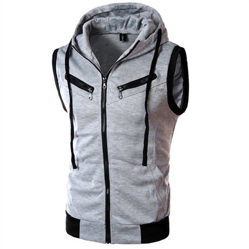 Vintage Zip Hoodie - Новые мужские жилеты без рукавов с